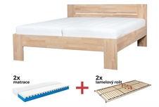 Set Ideál - postel z bukového masivu s rošty a  matracemi