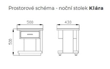 Prostorové schéma - noční stolek Klára-min