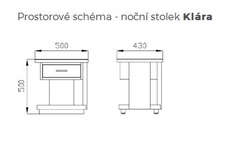 Prostorové schéma - noční stolek Klára-min