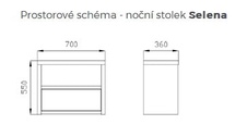 Prostorové schéma - noční stolek Selena-min